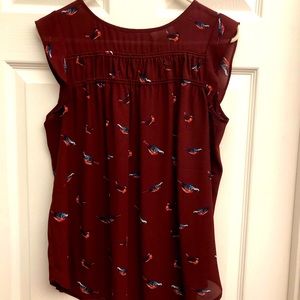 Women’s flutter sleeve blouse with birds